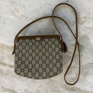 Vintage 1980s Gucci GG Plus Crossbody Bag - Authentic